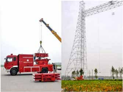 遠程控制滅火導彈發(fā)射車及現場場景